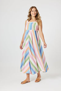 THREADZ_LUCY STRIPE SUNDRESS MULTI _ LUCY STRIPE SUNDRESS MULTI _ Ebony Boutique NZ