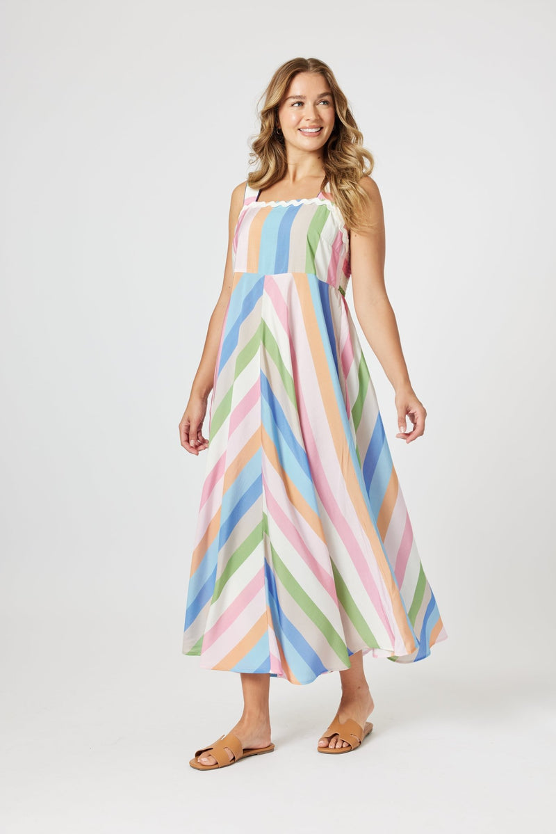 THREADZ_LUCY STRIPE SUNDRESS MULTI _ LUCY STRIPE SUNDRESS MULTI _ Ebony Boutique NZ