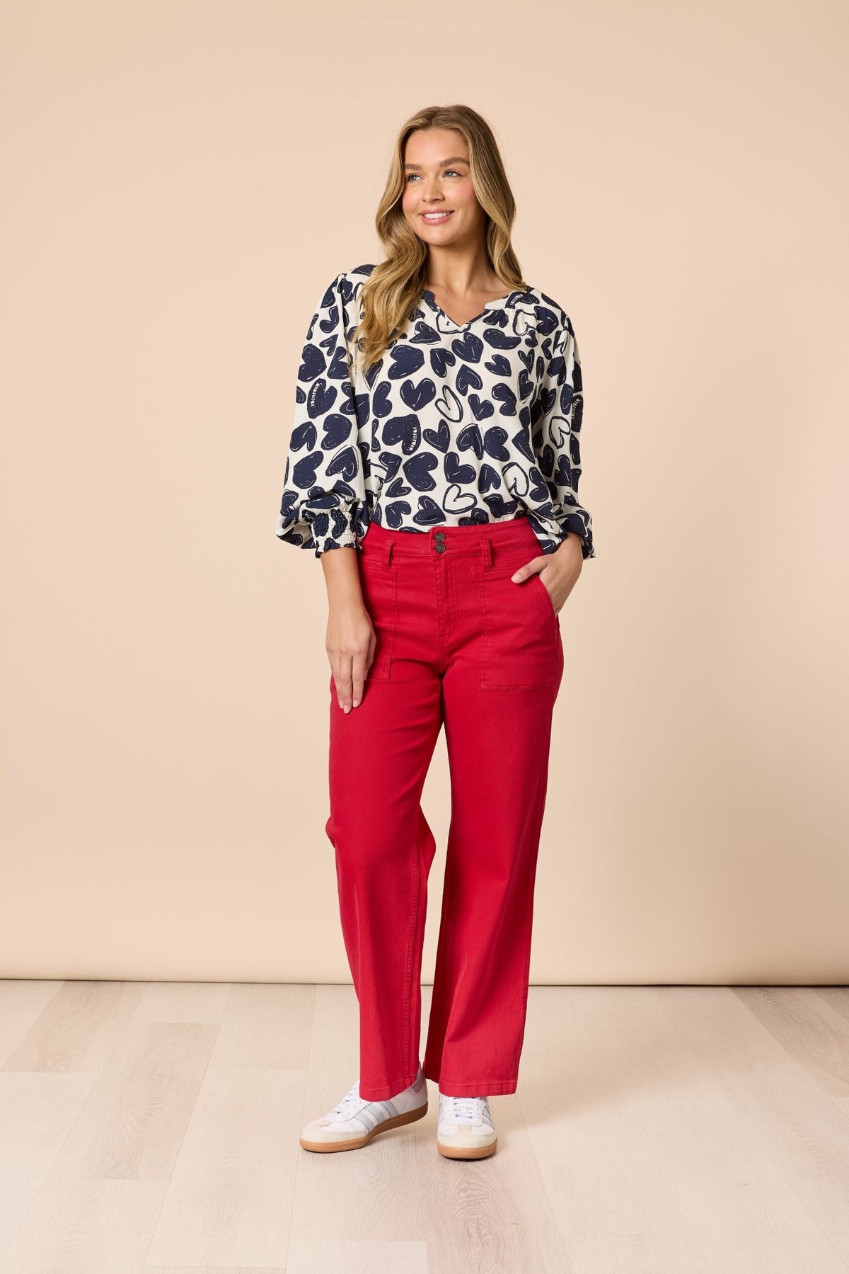 THREADZ_LUNA HEART TOP NAVY IVORY _ LUNA HEART TOP NAVY IVORY _ Ebony Boutique NZ