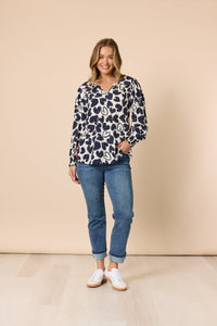 THREADZ_LUNA HEART TOP NAVY IVORY _ LUNA HEART TOP NAVY IVORY _ Ebony Boutique NZ