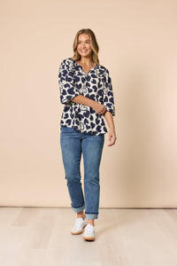THREADZ_LUNA HEART TOP NAVY IVORY _ LUNA HEART TOP NAVY IVORY _ Ebony Boutique NZ