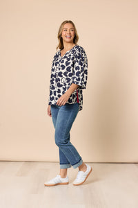 THREADZ_LUNA HEART TOP NAVY IVORY _ LUNA HEART TOP NAVY IVORY _ Ebony Boutique NZ