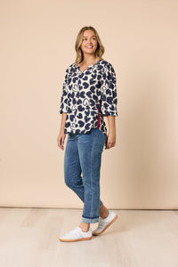 THREADZ_LUNA HEART TOP NAVY IVORY _ LUNA HEART TOP NAVY IVORY _ Ebony Boutique NZ