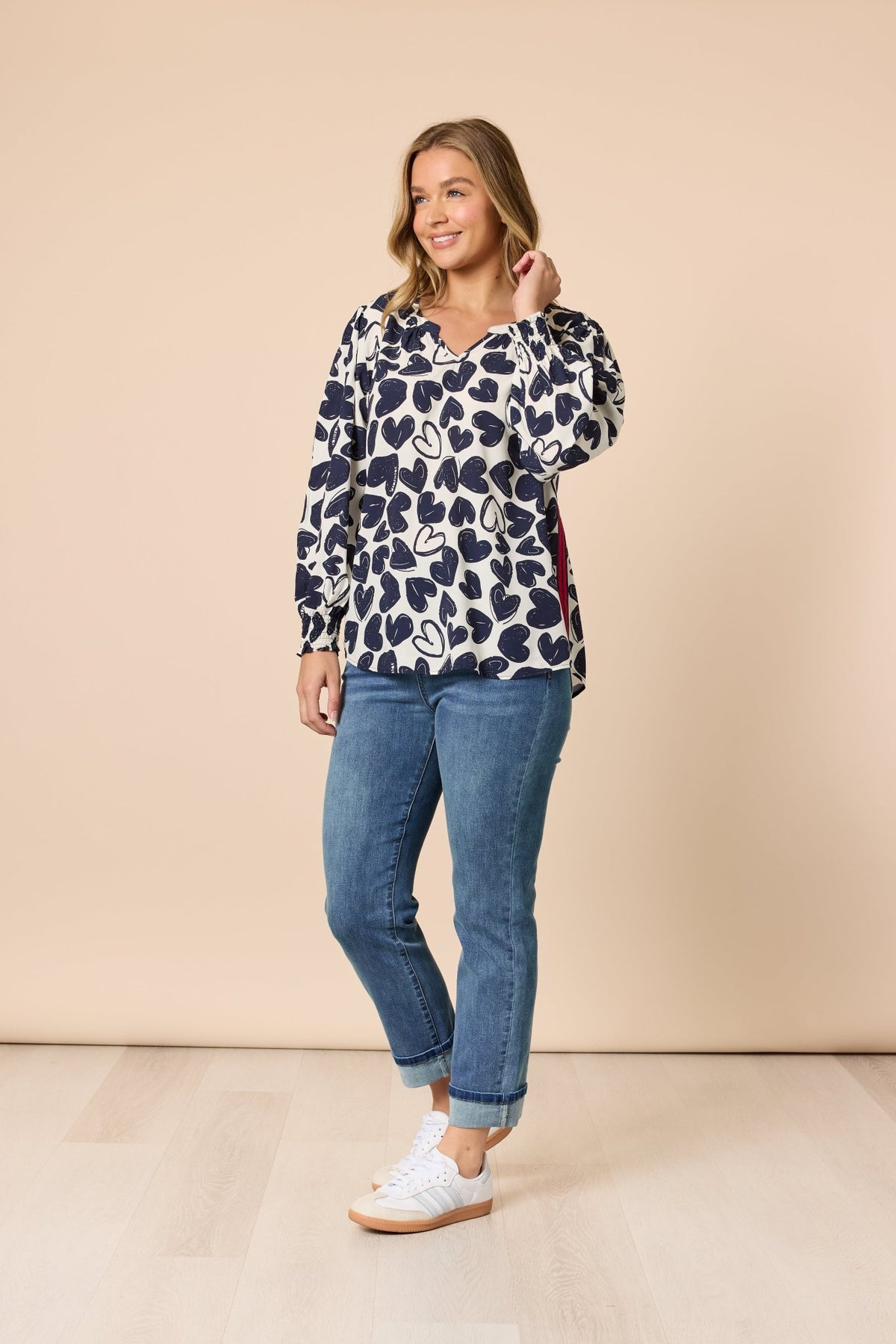 THREADZ_LUNA HEART TOP NAVY IVORY _ LUNA HEART TOP NAVY IVORY _ Ebony Boutique NZ
