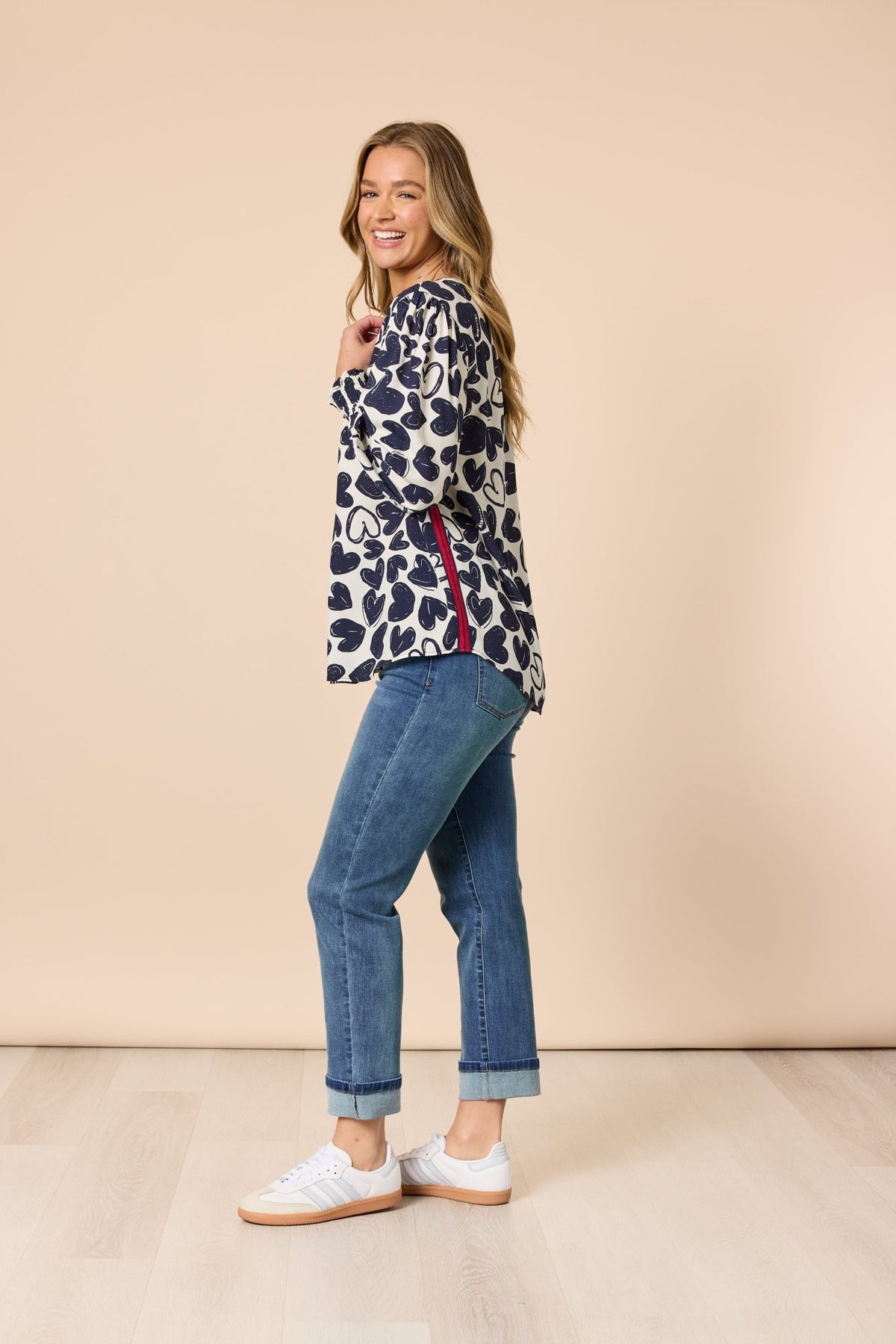 THREADZ_LUNA HEART TOP NAVY IVORY _ LUNA HEART TOP NAVY IVORY _ Ebony Boutique NZ
