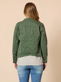 MAGGIE DENIM JACKET KHAKI_by_THREADZ_women's_in_New Zealand_ MAGGIE DENIM JACKET KHAKI _