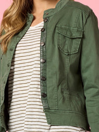 MAGGIE DENIM JACKET KHAKI_by_THREADZ_women's_in_New Zealand_ MAGGIE DENIM JACKET KHAKI _