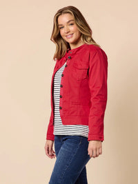 MAGGIE DENIM JACKET RED_by_THREADZ_women's_in_New Zealand_ MAGGIE DENIM JACKET RED _