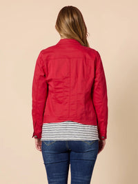 MAGGIE DENIM JACKET RED_by_THREADZ_women's_in_New Zealand_ MAGGIE DENIM JACKET RED _