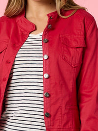 MAGGIE DENIM JACKET RED_by_THREADZ_women's_in_New Zealand_ MAGGIE DENIM JACKET RED _