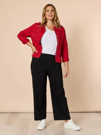 MAGGIE DENIM JACKET RED_by_THREADZ_women's_in_New Zealand_ MAGGIE DENIM JACKET RED _