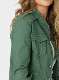 MILITARY DENIM JACKET KHAKI_by_THREADZ_women's_in_New Zealand_ MILITARY DENIM JACKET KHAKI _
