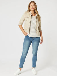 MILITARY DENIM JACKET NATURAL_by_THREADZ_women's_in_New Zealand_ MILITARY DENIM JACKET NATURAL _