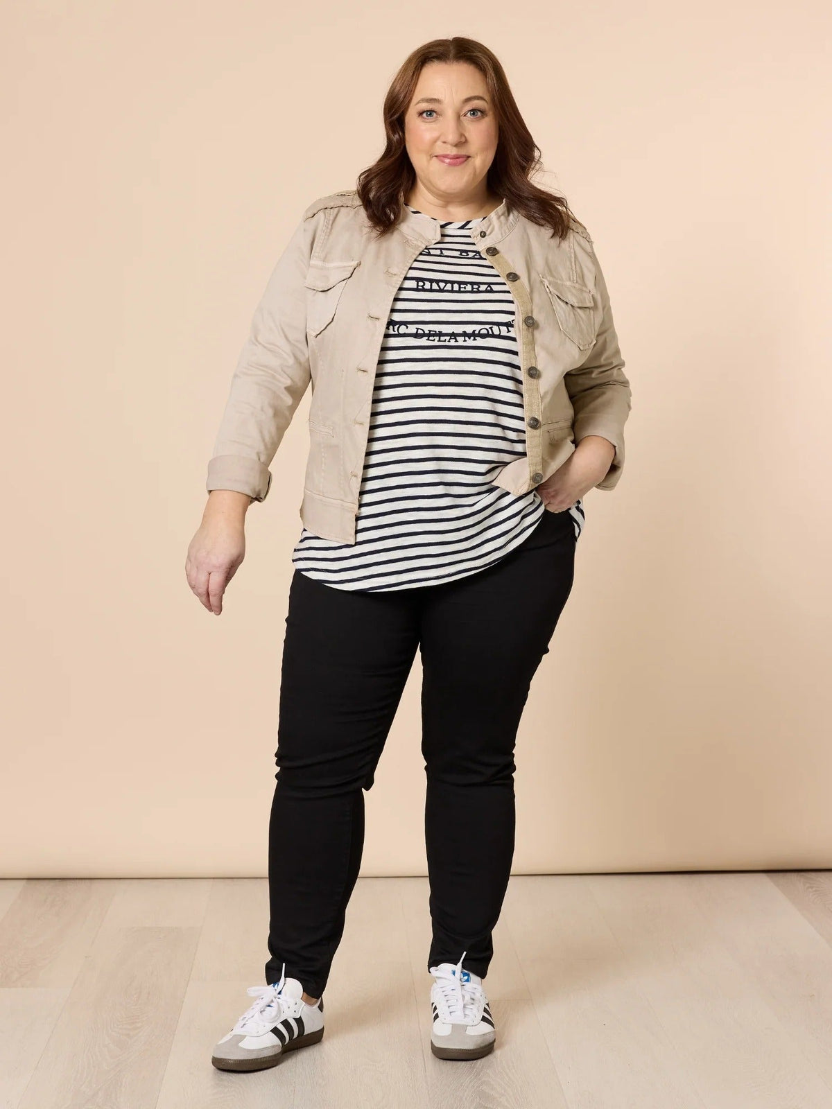 MILITARY DENIM JACKET NATURAL_by_THREADZ_women's_in_New Zealand_ MILITARY DENIM JACKET NATURAL _