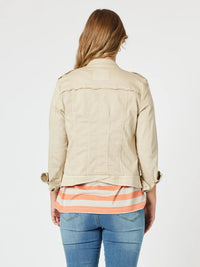 MILITARY DENIM JACKET NATURAL_by_THREADZ_women's_in_New Zealand_ MILITARY DENIM JACKET NATURAL _