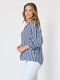 MONTECITO STRIPE PRINT TOP - NAVY/WHITE_by_THREADZ_women's_in_New Zealand_ SIDE _