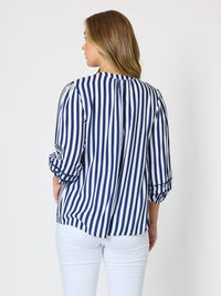 MONTECITO STRIPE PRINT TOP - NAVY/WHITE_by_THREADZ_women's_in_New Zealand_ BACK _