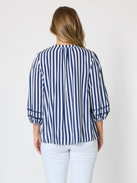 MONTECITO STRIPE PRINT TOP - NAVY/WHITE_by_THREADZ_women's_in_New Zealand_ BACK _