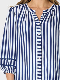 MONTECITO STRIPE PRINT TOP - NAVY/WHITE_by_THREADZ_women's_in_New Zealand_ DETAIL _