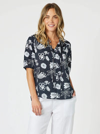 THREADZ_PALM SPRINGS TOP NAVY / WHITE _ PALM SPRINGS TOP NAVY / WHITE _ Ebony Boutique NZ