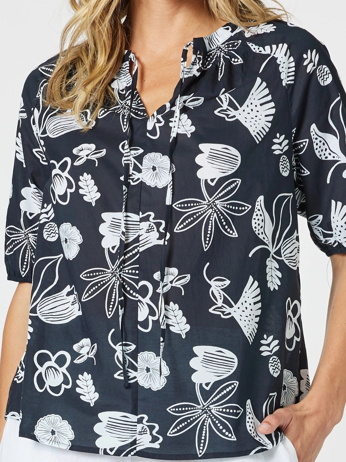THREADZ_PALM SPRINGS TOP NAVY / WHITE _ PALM SPRINGS TOP NAVY / WHITE _ Ebony Boutique NZ