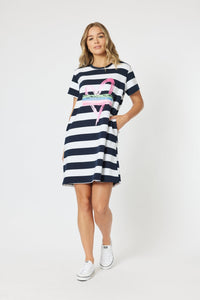 THREADZ_PINK HEART STRIPE DRESS _ PINK HEART STRIPE DRESS _ Ebony Boutique NZ