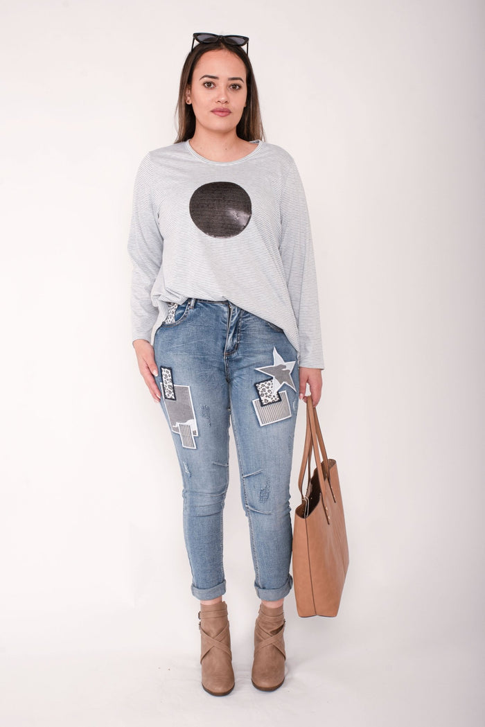 THREADZ_STELLA PATCH DENIM JEAN _ STELLA PATCH DENIM JEAN _ Ebony Boutique NZ
