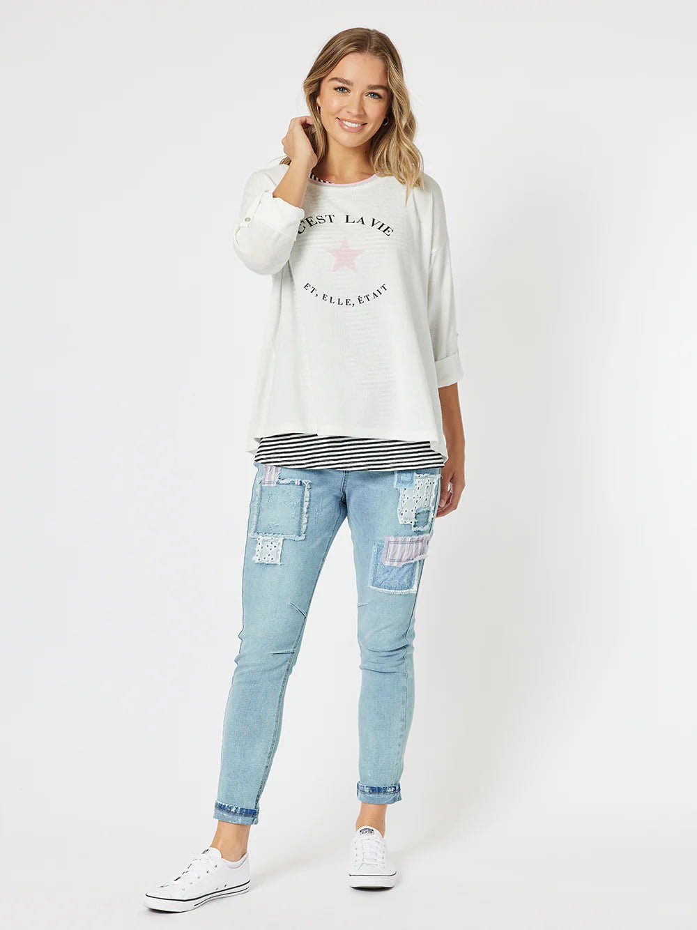 THREADZ_TAYLOR PATCH JEANS _ TAYLOR PATCH JEANS _ Ebony Boutique NZ