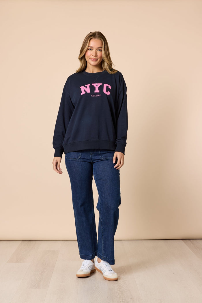 THREADZ_THE NYC SWEATSHIRT NAVY _ THE NYC SWEATSHIRT NAVY _ Ebony Boutique NZ