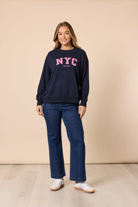 THREADZ_THE NYC SWEATSHIRT NAVY _ THE NYC SWEATSHIRT NAVY _ Ebony Boutique NZ