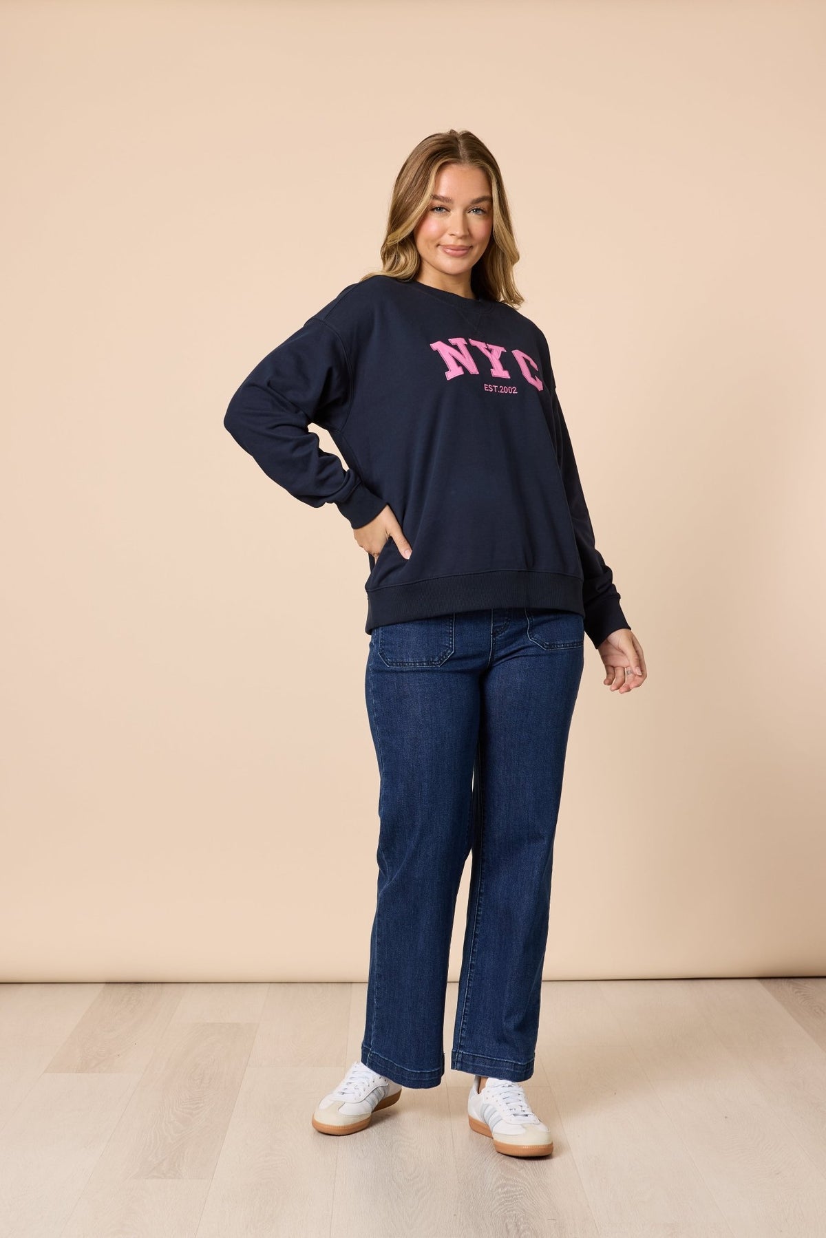 THREADZ_THE NYC SWEATSHIRT NAVY _ THE NYC SWEATSHIRT NAVY _ Ebony Boutique NZ