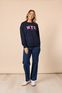 THREADZ_THE NYC SWEATSHIRT NAVY _ THE NYC SWEATSHIRT NAVY _ Ebony Boutique NZ
