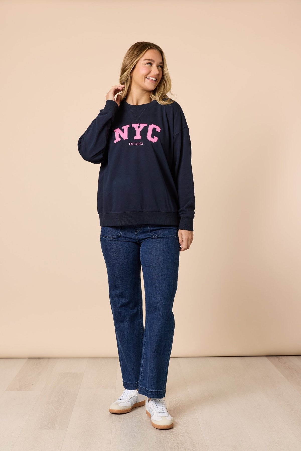 THREADZ_THE NYC SWEATSHIRT NAVY _ THE NYC SWEATSHIRT NAVY _ Ebony Boutique NZ