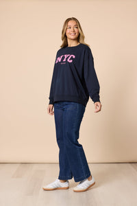 THREADZ_THE NYC SWEATSHIRT NAVY _ THE NYC SWEATSHIRT NAVY _ Ebony Boutique NZ