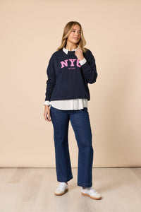 THREADZ_THE NYC SWEATSHIRT NAVY _ THE NYC SWEATSHIRT NAVY _ Ebony Boutique NZ