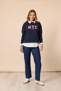 THREADZ_THE NYC SWEATSHIRT NAVY _ THE NYC SWEATSHIRT NAVY _ Ebony Boutique NZ