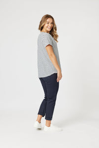 THREADZ_TONIC STRIPE TEE NAVY/WHITE _ TONIC STRIPE TEE NAVY/WHITE _ Ebony Boutique NZ