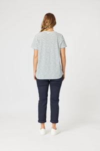 THREADZ_TONIC STRIPE TEE NAVY/WHITE _ TONIC STRIPE TEE NAVY/WHITE _ Ebony Boutique NZ