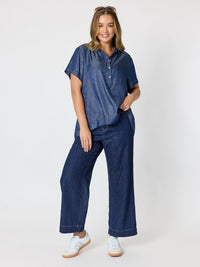 URBAN CHIC DIAMANTE TOP DARK DENIM_by_THREADZ_women's_in_New Zealand_ MODEL _