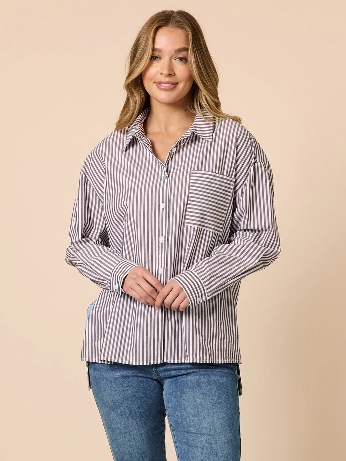 URBAN STRIPE SHIRT_by_THREADZ_women's_in_New Zealand_ URBAN STRIPE SHIRT _