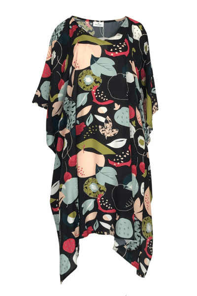VINES AND SPRINGS_COTTON KAFTAN BLACK/MULTI PATTERN _ COTTON KAFTAN BLACK/MULTI PATTERN _ Ebony Boutique NZ