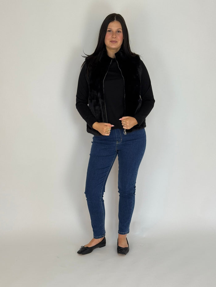 VINES AND SPRINGS_FAUX MINK FUR VEST BLACK _ FAUX MINK FUR VEST BLACK _ Ebony Boutique NZ