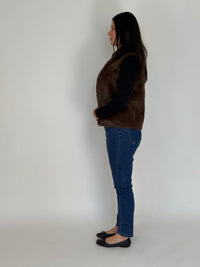 VINES AND SPRINGS_FAUX MINK FUR VEST CHOCOLATE _ FAUX MINK FUR VEST CHOCOLATE _ Ebony Boutique NZ