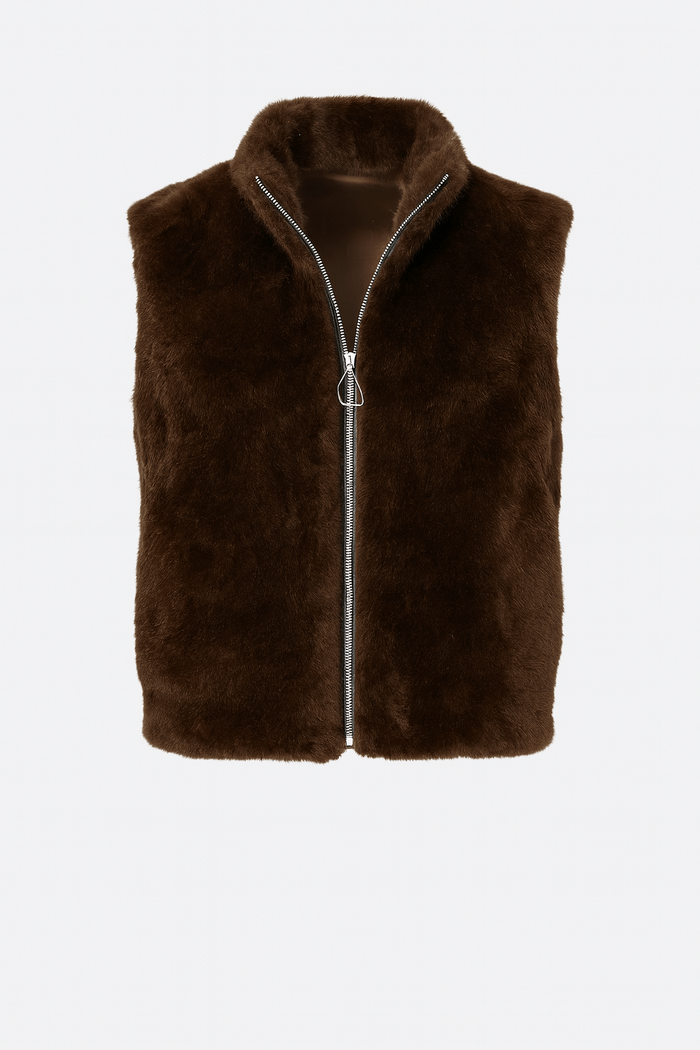 VINES AND SPRINGS_FAUX MINK FUR VEST CHOCOLATE _ FAUX MINK FUR VEST CHOCOLATE _ Ebony Boutique NZ