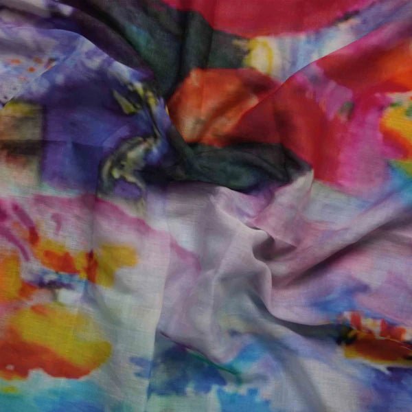 WEARABLE ART SCARVES_FLORAL COTTON VOILE DESIGNER SCARF _ FLORAL COTTON VOILE DESIGNER SCARF _ Ebony Boutique NZ