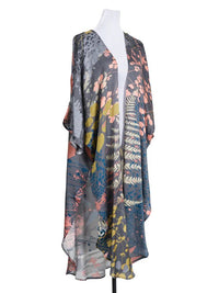 WEARABLE ART SCARVES_TROPICAL LONG SLIT KIMONO _ TROPICAL LONG SLIT KIMONO _ Ebony Boutique NZ