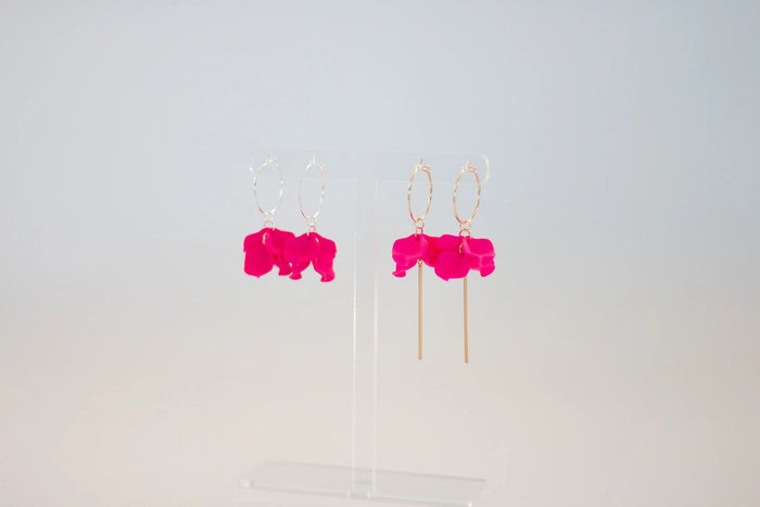 WILLOW COLLECTIVE_PETITE PEONY EARRINGS GOLD HOT PINK WITH BAR _ PETITE PEONY EARRINGS GOLD HOT PINK WITH BAR _ Ebony Boutique NZ