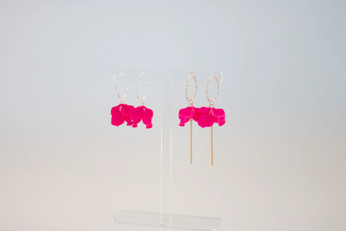 WILLOW COLLECTIVE_PETITE PEONY EARRINGS SILVER HOT PINK _ PETITE PEONY EARRINGS SILVER HOT PINK _ Ebony Boutique NZ