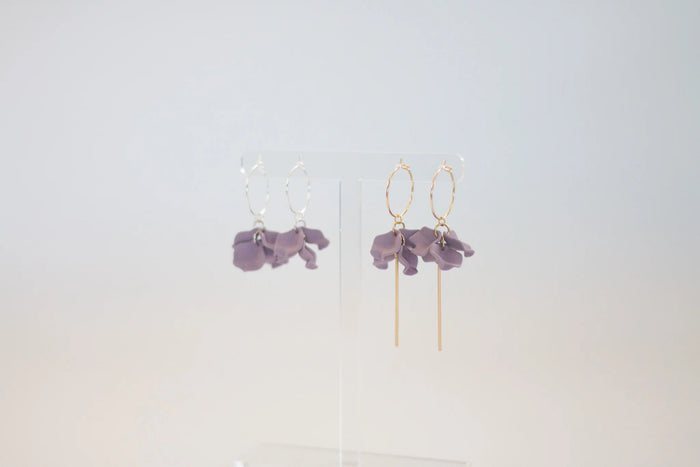 WILLOW COLLECTIVE_PETITE PEONY EARRINGS SILVER LAVENDER _ PETITE PEONY EARRINGS SILVER LAVENDER _ Ebony Boutique NZ