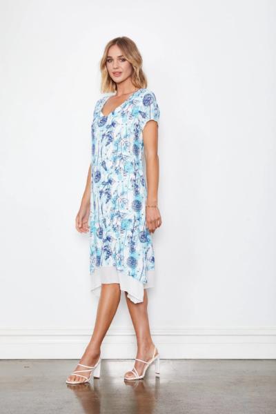 HOLMES AND FALLON_2 LAYER DRESS WITH MULTI PRINT _ _ Ebony Boutique NZ